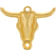 Colgante cabeza de toro - cráneo de búfalo étnico 32x38 mm - Dorado con oro fino x1