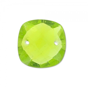 Entrepieza cuadrada facetada de 2 agujeros 10 mm imitación gema - Hydro Peridot x1