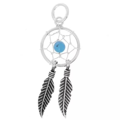 Colgante atrapasueños 19 mm de Plata Sterling 925/Turquesa x1