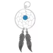 Colgante atrapasueños 12 mm de Plata Sterling 925/Turquesa x1