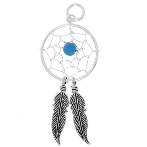 Colgante atrapasueños 12 mm de Plata Sterling 925/Turquesa x1