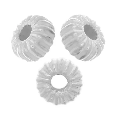 Cuenta arandala a rayas 3 mm - Plata 925 x25