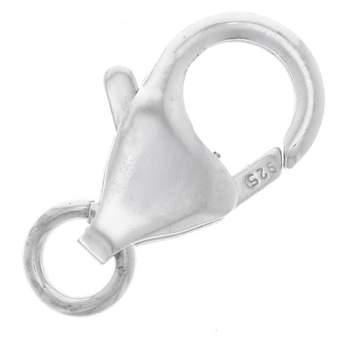 Cierre mosquetón de 12 mm con anilla abierta - Plata 925 x1