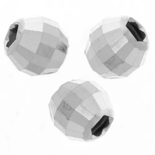 Cuenta facetada redonda - bola facetada - 4 mm - Plata 925 x15