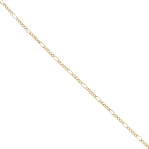 Cadena Figaro alternada de 2,2 mm - 3 micras chapada en oro x20cm