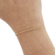 Cadena Figaro alternada de 2,2 mm - 3 micras chapada en oro x20cm