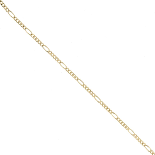 Cadena Figaro alternada de 2,5 mm - 3 micras chapada en oro x20cm