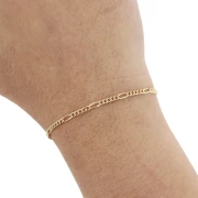 Cadena Figaro alternada de 2,5 mm - 3 micras chapada en oro x20cm