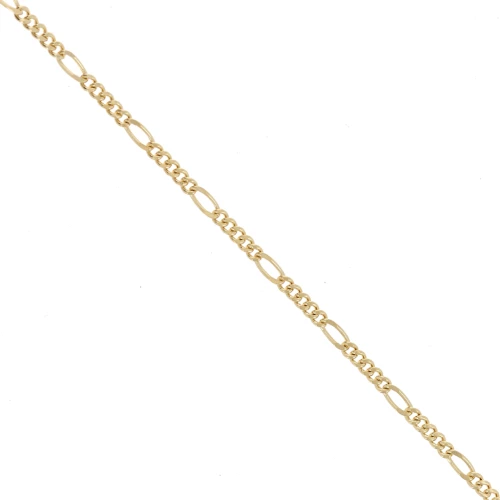 Cadena Figaro alternada de 3,3 mm - 3 micras chapada en oro x20cm