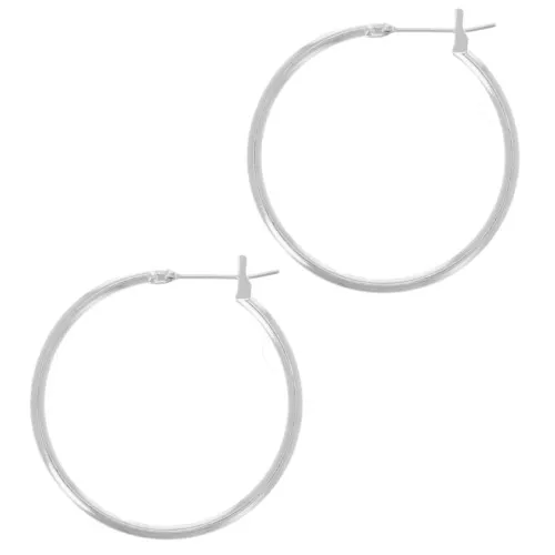 Pendientes de aro redondos 29 mm - del hilo 1,8 mm - Plateado fino x2