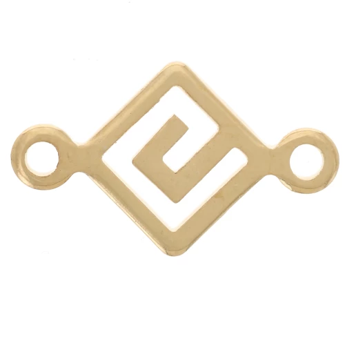 Entrepieza romboidal 2 anillos 15.5x9 mm - Dorado con oro fino x1