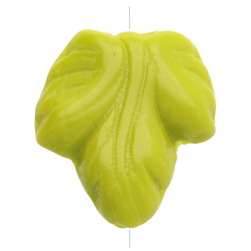 Cuentas hoja de vid 15,5x14 mm - Olivino opaco x5