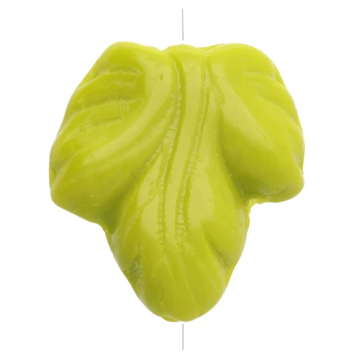 Cuentas hoja de vid 15,5x14 mm - Olivino opaco x5