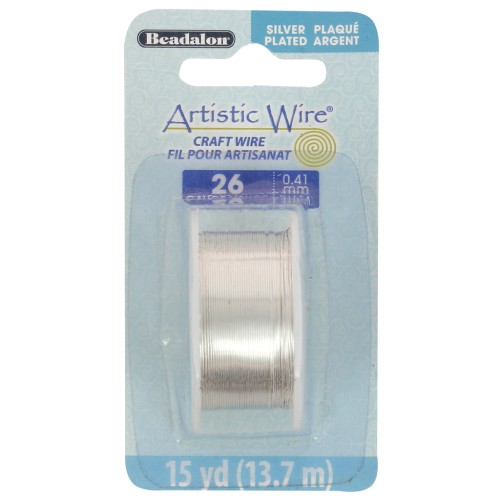 Hilo de cobre Artistic Wire de 0,41 mm - Chapado en plata antideslustrante, 13,7 m