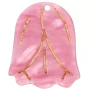 Colgante flor de acetato 22,5x19 - Rosa nacarado - Dorado x1