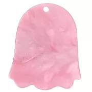 Colgante flor de acetato 22,5x19 - Rosa nacarado - Dorado x1