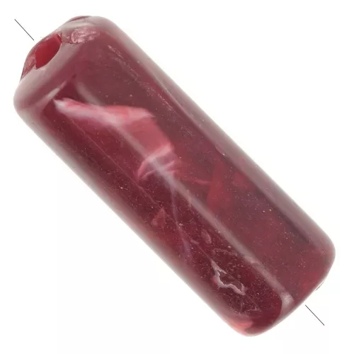 Cuentas de tubo rectas 20x8 mm en acrílico opaco - Burdeos jaspeado x10