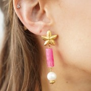 Cuentas de tubo rectas 20x8 mm en acrílico opaco - Burdeos jaspeado x10