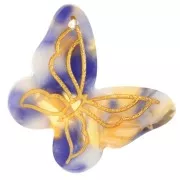 Colgante Mariposa 23x27,5 mm Acetato - Carey - Azul - Naranja x1