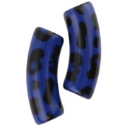 Cuentas tubo curvadas 35x11 mm acrílico opaco - Estampado leopardo - Azul - Negro x4