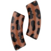 Cuentas tubo curvadas 35x11 mm acrílico opaco - Estampado leopardo - Marrón - Negro x4