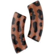 Cuentas tubo curvadas 35x11 mm acrílico opaco - Estampado leopardo - Marrón - Negro x4