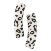 Cuentas de tubo curvadas 19x5 mm en acrílico opaco - motivo guepardo - Crudo - Negro x4