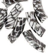 Cuentas tubo curvadas 35x11 mm acrílico opaco - Motivo serpiente - Blanco - Negro x4
