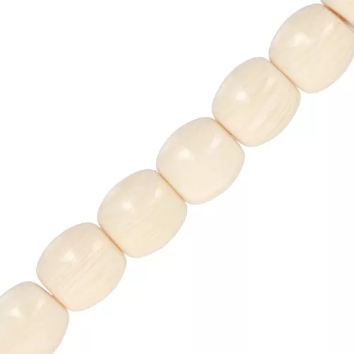 Cuentas de tubo de resina opaca 11,5x11 mm - Crema jaspeado x37cm