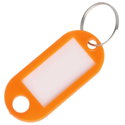 Llavero de plástico con etiqueta 48,5x22 mm para bolsa grigri - Naranja x1