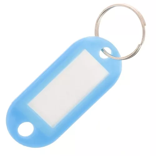 Llavero de plástico con etiqueta 50x22 mm para bolsa grigri - Azul claro x1