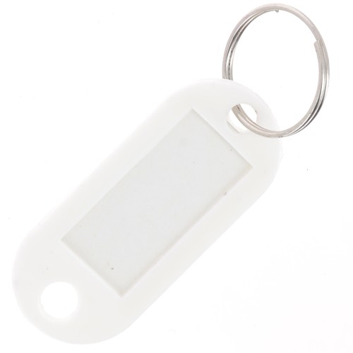 Llavero de plástico con etiqueta 50x22 mm para bolsa grigri - Blanco x1