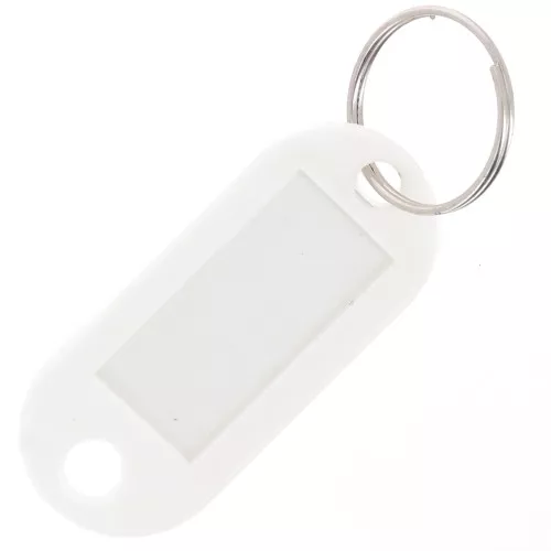 Llavero de plástico con etiqueta 50x22 mm para bolsa grigri - Blanco x1