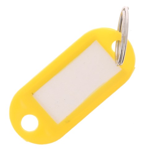 Llavero de plástico con etiqueta 50x22 mm para bolsa grigri - Amarillo x1