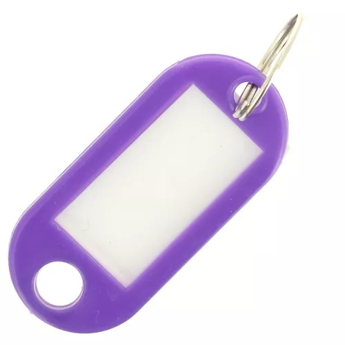 Llavero de plástico con etiqueta 50x22 mm para bolsa grigri - Morado x1