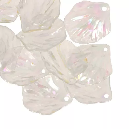 Lentejuelas de pétalos de flores curvadas de 19x16 mm en acrílico - Transparente AB x12