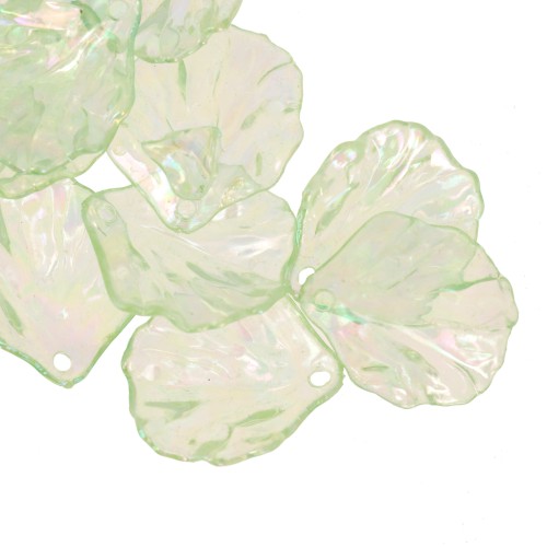 Pétalos de flor curvados 20x17 mm en acrílico transparente - Verde AB x12