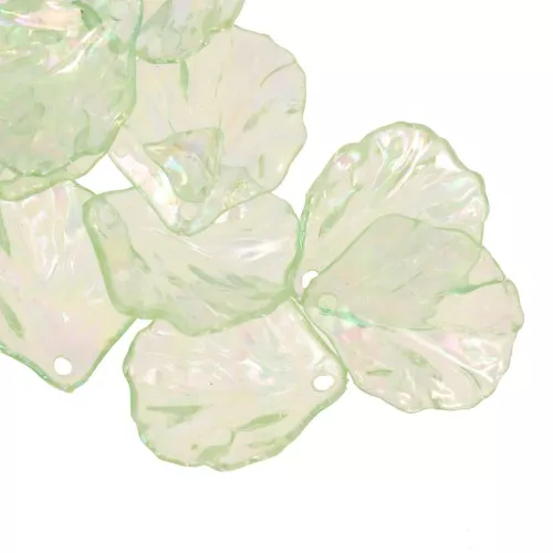Pétalos de flor curvados 20x17 mm en acrílico transparente - Verde AB x12