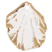 Semillas de pétalos de flores curvados 20x17 mm en acrílico - Transparente - Dorado x12