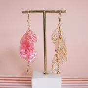 Semillas de pétalos de flores curvados 20x17 mm en acrílico - Transparente - Dorado x12