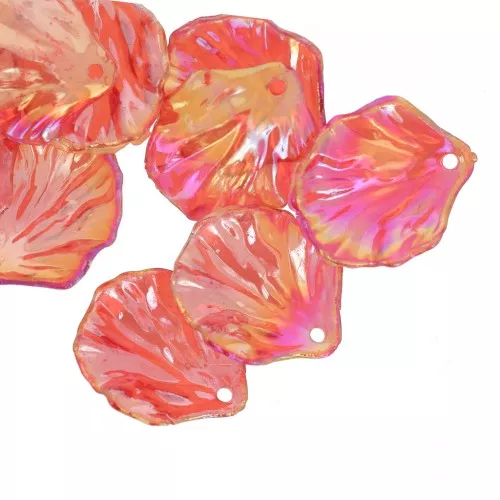 20x17mm acrílico transparente curvado pétalos de flores - Rojo AB x12