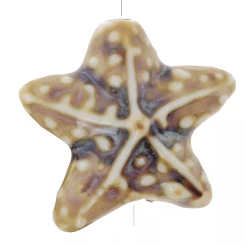Perla estrella de mar de cerámica 19x21 mm - Marrón x1