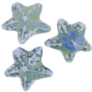 Perla estrella de mar de cerámica 19x21 mm - Azul jaspeado - Verde x1