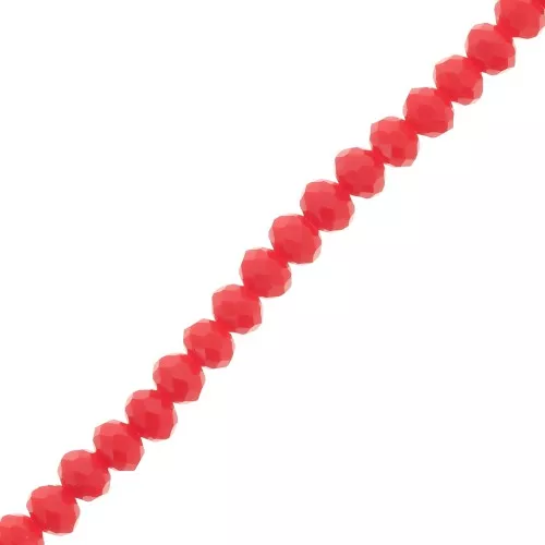 Cuentas facetadas redondas - redondas aplanadas -3,5x3 mm Coral Rojo x35cm