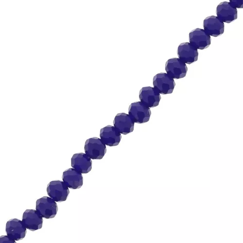 Redondas planas facetadas 4x3.5 mm Dark Cobalt Opaco x40cm