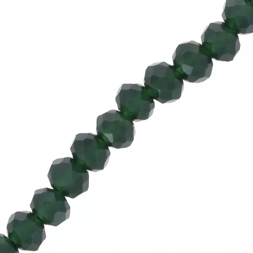 Redondas planas facetadas 4x3 mm Dark Green x39cm