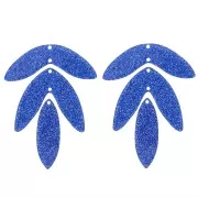 Lote de 6 colgantes de hojas acrílicas de 62x45 mm para montar - Brillo azul real