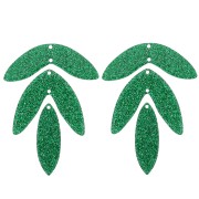 Lote de 6 colgantes de hojas acrílicas 62x45 mm para montar - Brillo verde abeto|raw }}