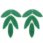 Lote de 6 colgantes de hojas acrílicas 62x45 mm para montar - Brillo verde abeto