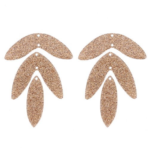Lote de 6 colgantes de hojas acrílicas de 62x45 mm para montar - Brillo bronce